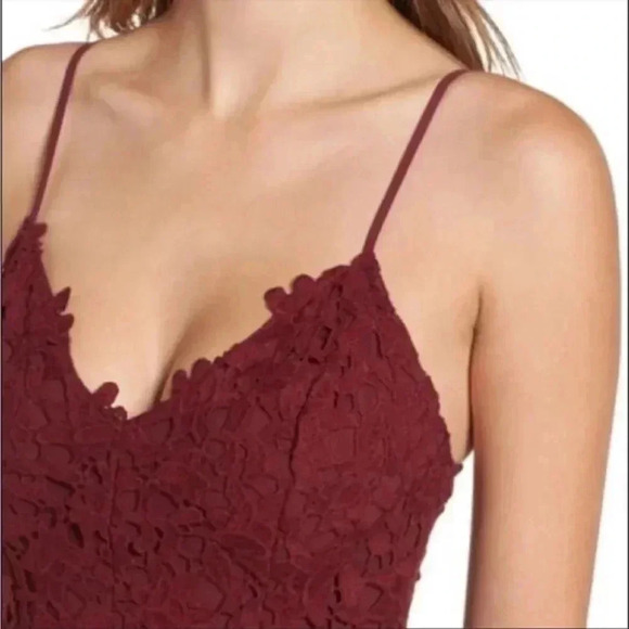 ASTR The Label Midi Dress Small Wine Red Lace A- Line Cocktail - Picture 4 of 13